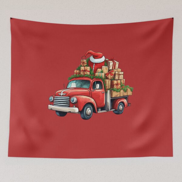 Item preview, Watercolor Retro Christmas Truck Gifts Santa Hat designed and sold by Belhbib Art ⭐⭐⭐⭐⭐.