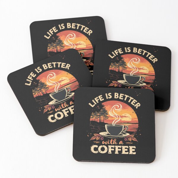 Item preview, Life is better with a coffee quote with text vintage design. designed and sold by Riva Begum.