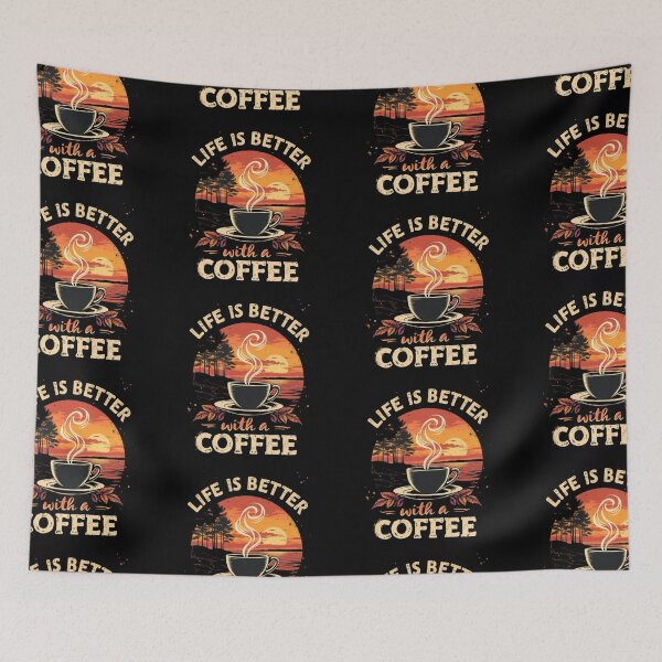 Item preview, Life is better with a coffee quote with text vintage design. designed and sold by Riva Begum.