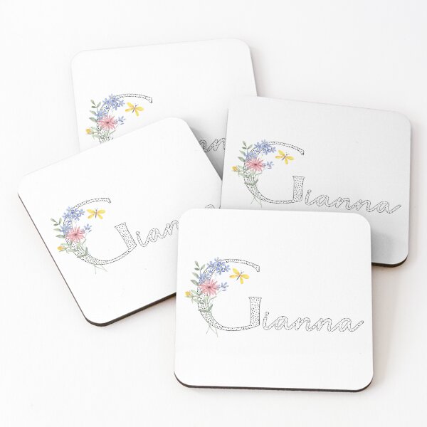 Item preview, Gianna name text in floral dotted letters designed and sold by EmeraldeaDesign.