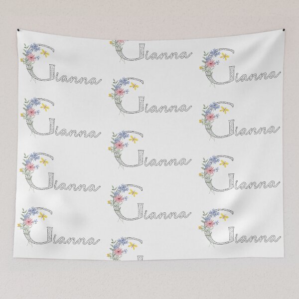 Item preview, Gianna name text in floral dotted letters designed and sold by EmeraldeaDesign.