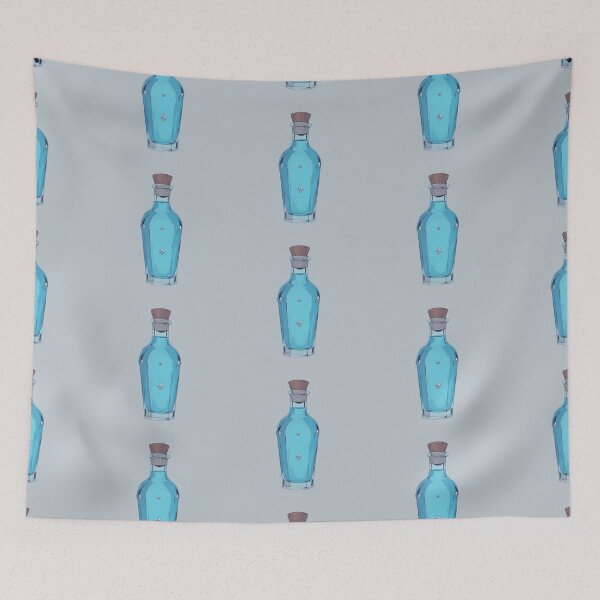 Item preview, Blue Mana Potion Silver-Embellished Linear Illustration designed and sold by ShroomForge.
