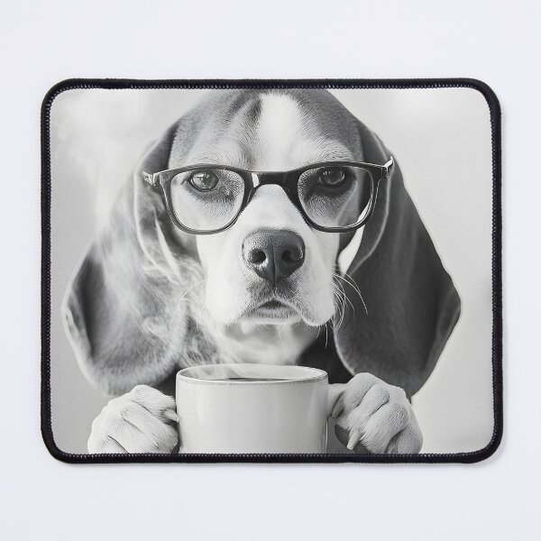 Item preview, Beagle Dog Drinking Coffee & Wearing Glasses designed and sold by CheekyAnimalz.