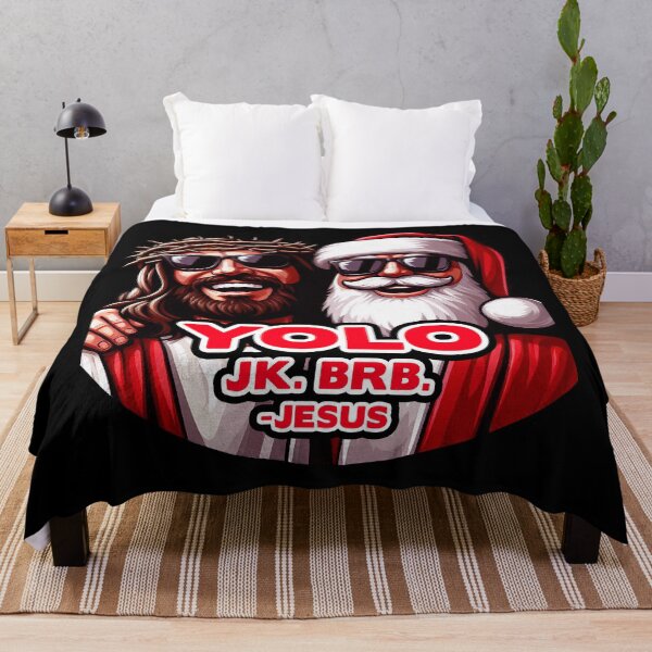 Item preview, YOLO JK BRB - Jesus Christ and Santa Claus designed and sold by plushism.