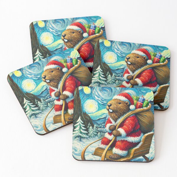 Item preview, Santa the beaver spreads gifts designed and sold by Purpleflex.