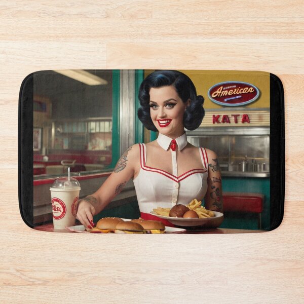 Item preview, Beautiful server in an American Diner vintage pinup advertising style art designed and sold by Vintage Designs +.
