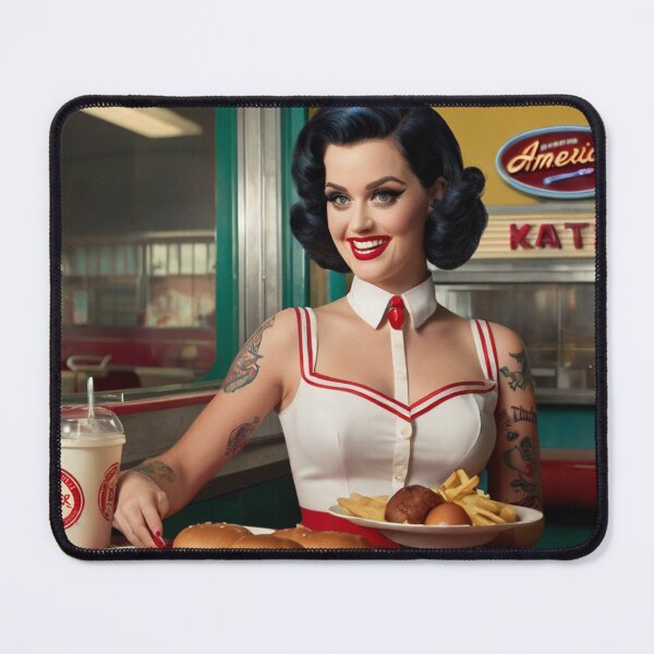 Item preview, Beautiful server in an American Diner vintage pinup advertising style art designed and sold by Vintage Designs +.
