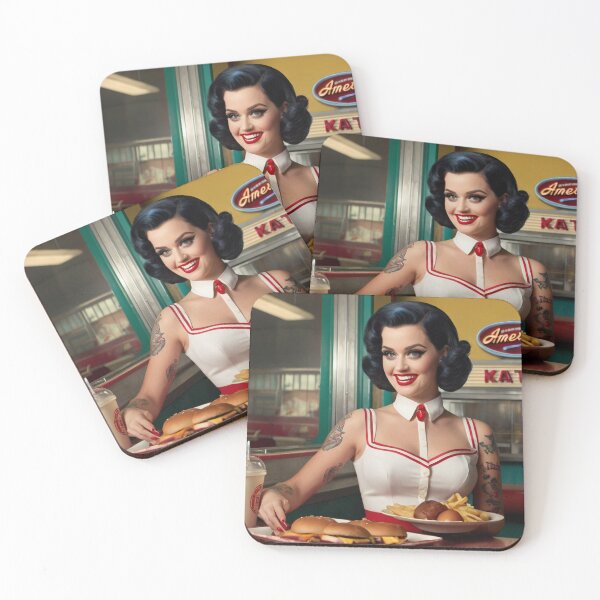 Item preview, Beautiful server in an American Diner vintage pinup advertising style art designed and sold by Vintage Designs +.