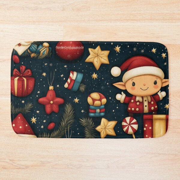 Item preview, Christmas Art Holiday Baking Illustrations Festive Elves Decor Christmas Pattern Design Winter Wonderland Art designed and sold by MamaDong.