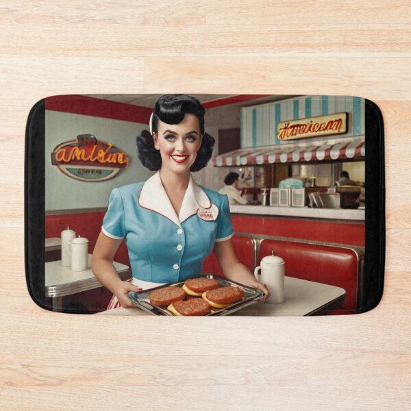 Item preview,  Beautiful server in an American Diner vintage pinup advertising style art designed and sold by Vintage Designs +.