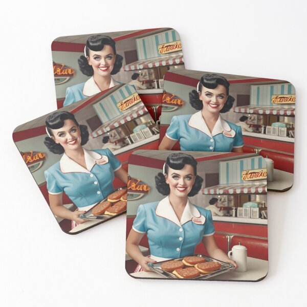 Item preview,  Beautiful server in an American Diner vintage pinup advertising style art designed and sold by Vintage Designs +.