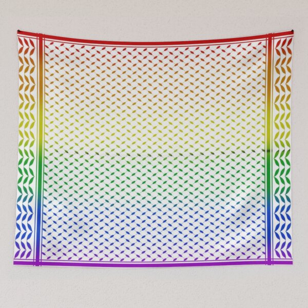 Item preview, Gay Rainbow Flag Keffiyeh/Kufiyyeh Solidarity Pattern  designed and sold by feardeargcrafts.