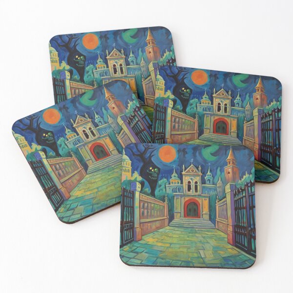 Item preview, Into the Halloween horror crypt at night vintage expressionistic art designed and sold by Vintage Designs +.