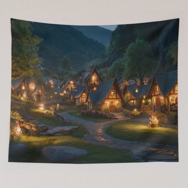 Item preview, Starlit Nights Over the Enchanted Elf Town designed and sold by BlareBlare.