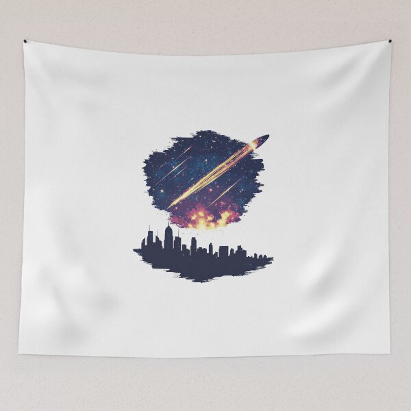 Item preview, Meteor Shower Over City Skyline designed and sold by Enea Kelo.