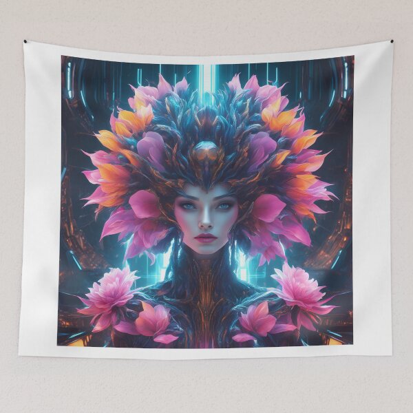 Item preview, Futuristic Floral Alien Queen - Majestic Sci-Fi Fantasy Flower Woman designed and sold by MystiqSlav.