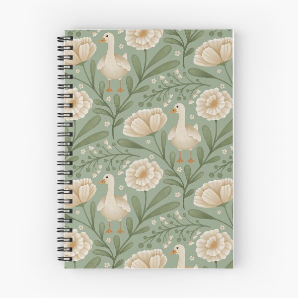 Item preview, Graceful Goose in Bloom, White Florals on Green at a peaceful lake house designed and sold by OzdeBayer.