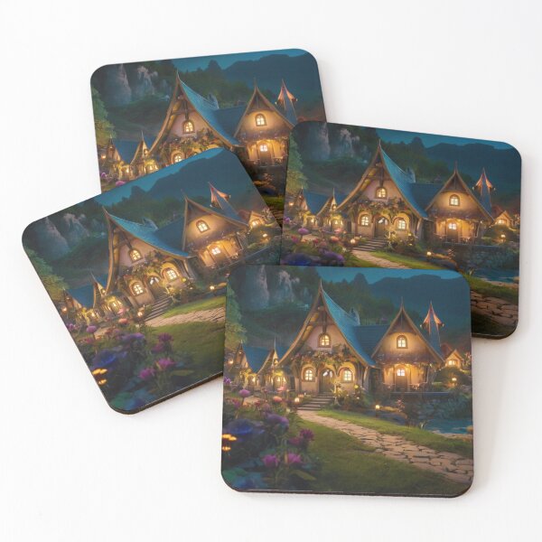 Item preview, Valley of Warm Lights: The Elf Village by Night designed and sold by BlareBlare.