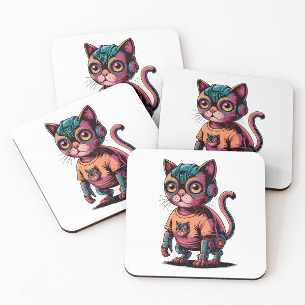Item preview, kitty Cybernetic Cat Guardian designed and sold by ART ATTACK ZONE.