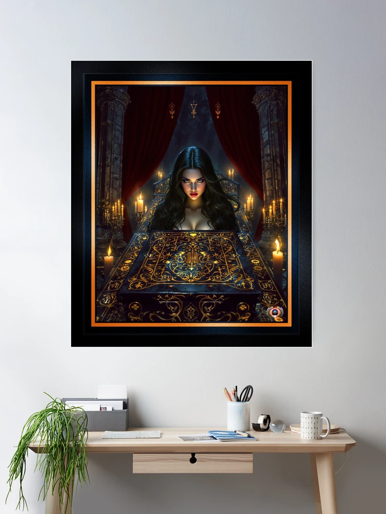 She Cast Her Dark Enchantment As She Rises At Midnight Amidst Candlelight AI Concept Art by Xzendor7 | A Beauty Of The Ethereal Realm 2 She Cast Her Dark Enchantment As She Rises At Midnight Amidst Candlelight Gorgeous AI Concept Art by Xzendor7 Wall Decor Poster Art Print