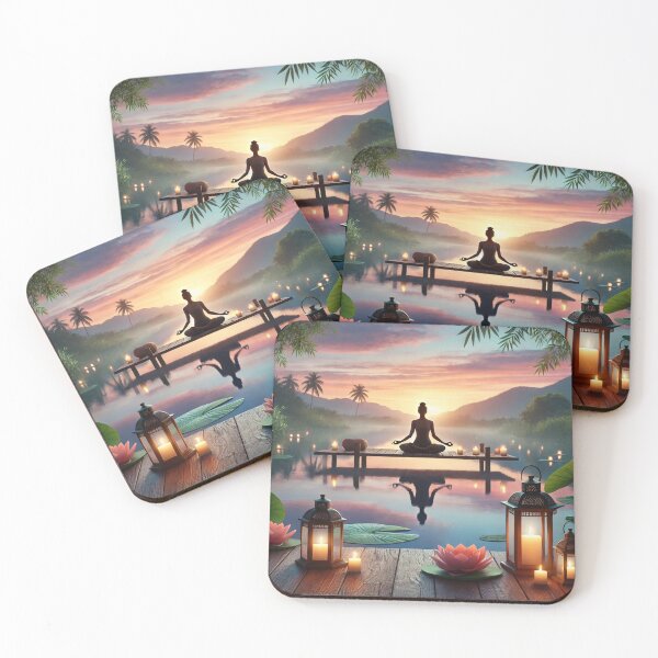 Item preview, Serene Yoga by the Lake at Sunset designed and sold by graphicbidu.