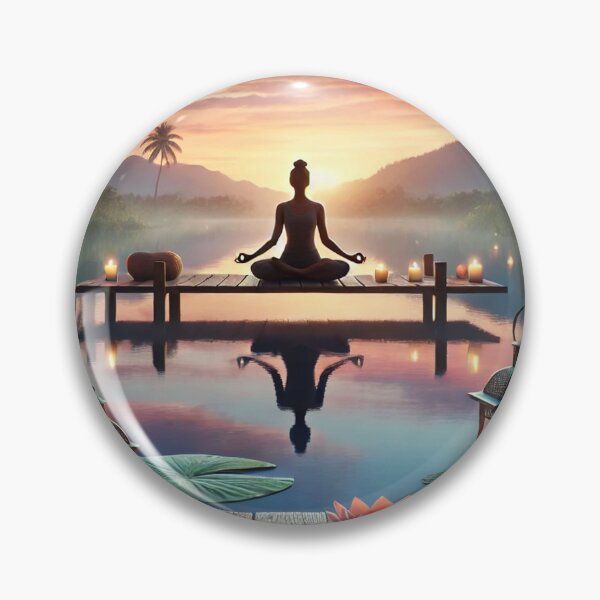 Item preview, Serene Yoga by the Lake at Sunset designed and sold by graphicbidu.
