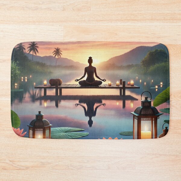 Item preview, Serene Yoga by the Lake at Sunset designed and sold by graphicbidu.