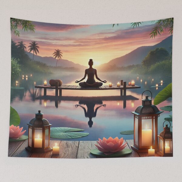 Item preview, Serene Yoga by the Lake at Sunset designed and sold by graphicbidu.