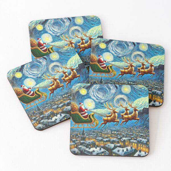Item preview, Santa Claus with his reindeer flies over the city designed and sold by Purpleflex.