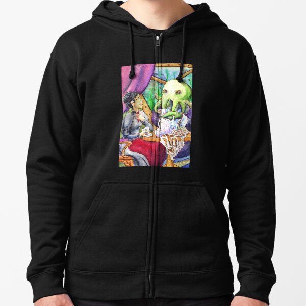 Taking Tea with Cthulu Zipped Hoodie