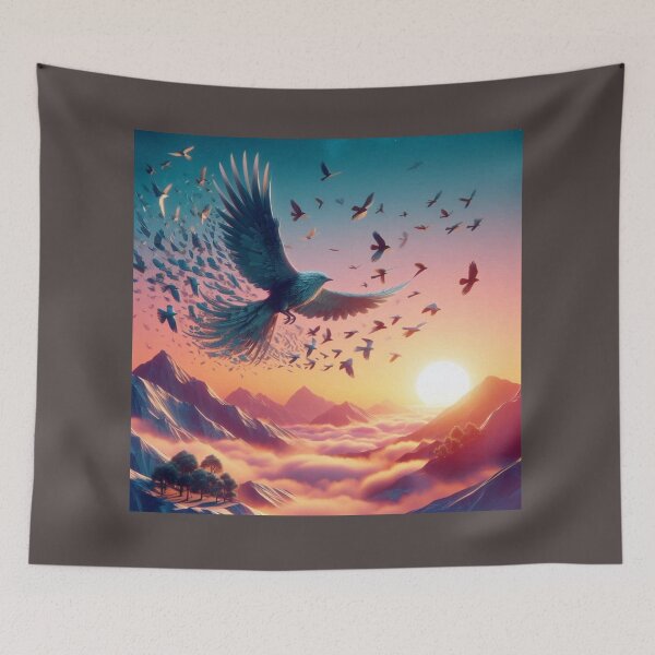 Item preview, Majestic Eagle Soaring Above Misty Mountains at Sunset designed and sold by choder61.