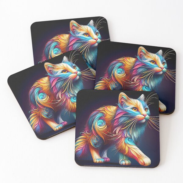 Item preview, Full Body Portrait of a Rainbow Colored Cat designed and sold by CattyCornerPOD.