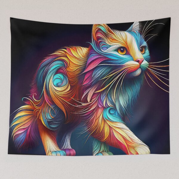 Item preview, Full Body Portrait of a Rainbow Colored Cat designed and sold by CattyCornerPOD.