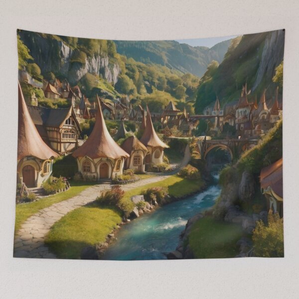 Item preview, Flowing Serenity: The River of the Elf Village designed and sold by BlareBlare.