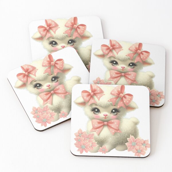 Item preview, Retro Lamb Kawaii Pink Bow designed and sold by RachelRebel.