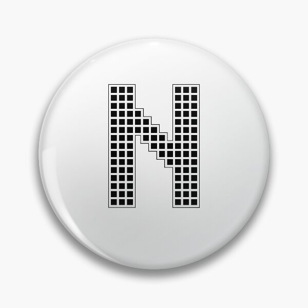Artikelvorschau, Großbuchstabe N – schwarzes Pixelblockzeichen entworfen und verkauft von PixelGlyphs.