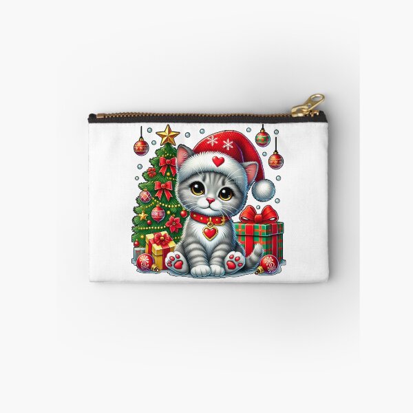 Item preview, Adorable Christmas Kitten with Festive Tree designed and sold by DrawHandArt.