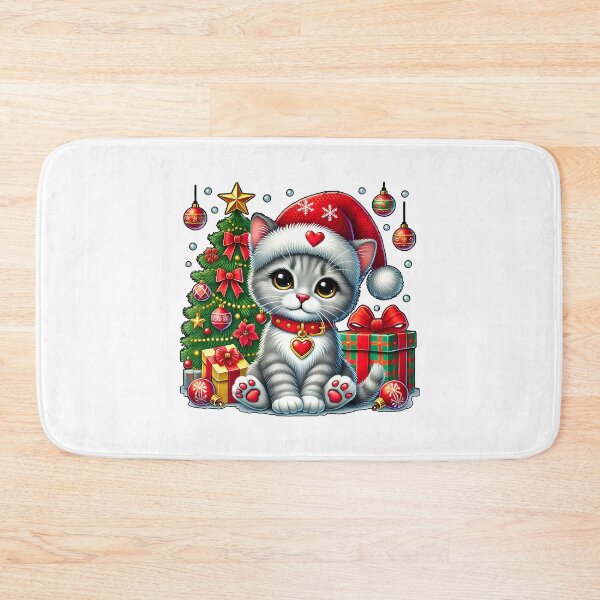 Item preview, Adorable Christmas Kitten with Festive Tree designed and sold by DrawHandArt.