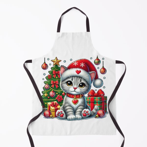 Item preview, Adorable Christmas Kitten with Festive Tree designed and sold by DrawHandArt.