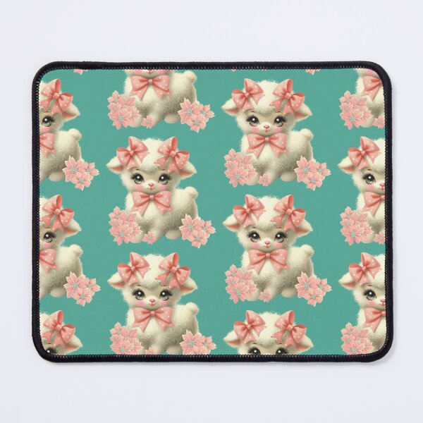 Item preview, Retro Lamb Kawaii Pink Bow designed and sold by RachelRebel.