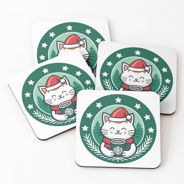 Artikelvorschau, Süße festliche Katze mit Weihnachtsmütze und heißer Schokolade entworfen und verkauft von 2gather1ness.