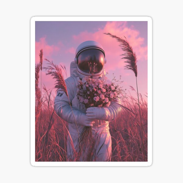 Item preview, Blumenruhe eines Astronauten auf einer rosa Wiese designed and sold by davidonstudio.