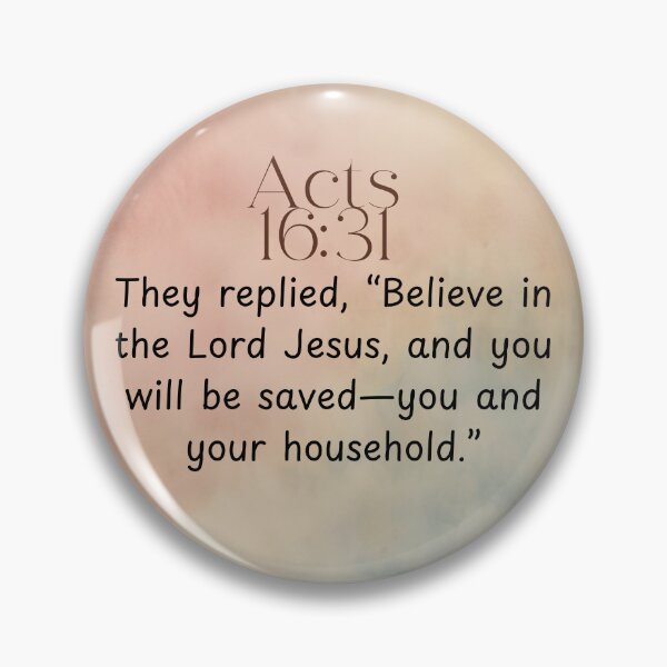 Item preview, Acts 16:31 Christian Bible Verse on Watercolor Background designed and sold by Our Bible Journey.