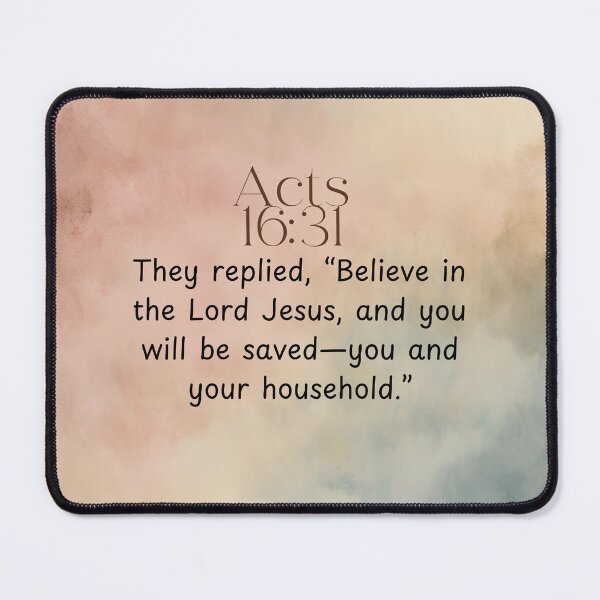 Item preview, Acts 16:31 Christian Bible Verse on Watercolor Background designed and sold by Our Bible Journey.