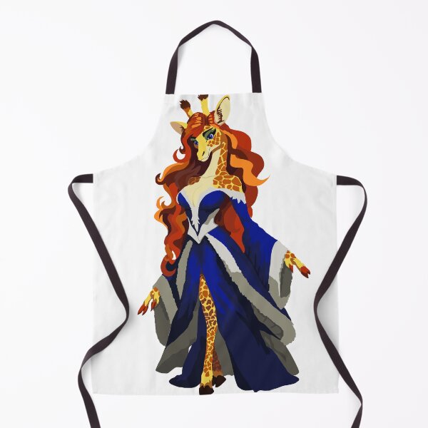 Item preview, Giraffe Woman in Blue and White Elegant Dress designed and sold by KlakkDrawsStuff.
