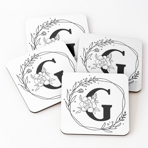Aperçu de l'œuvre Monogramme botanique G, monogramme couronne G, monogramme pivoine, monogramme rose créée et vendue par Spike The Punch Design Co..