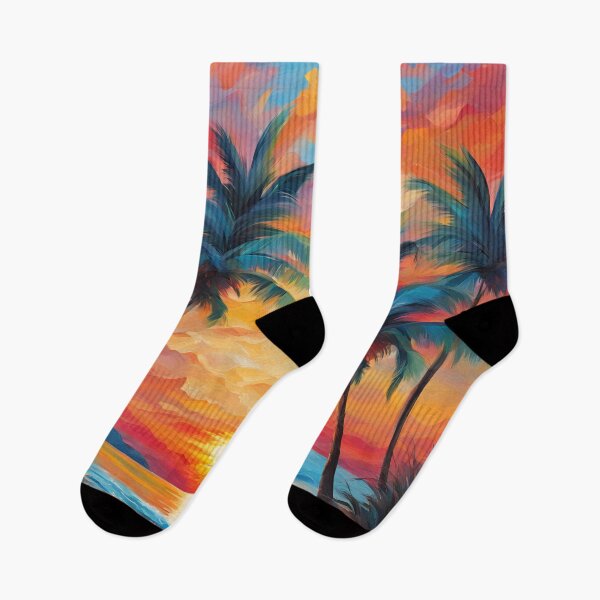 Item preview, Colorful Beach Scene Ocean Sunset Palm Trees designed and sold by SeaStarAlex.