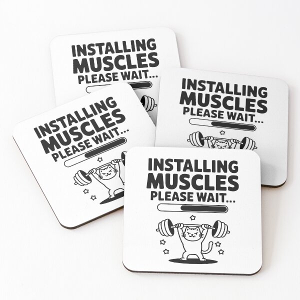 Item preview, Installing Muscles Please Wait, Installing Muscles Please Wait Cat, Funny Gym Workout designed and sold by luannsemmsobre.