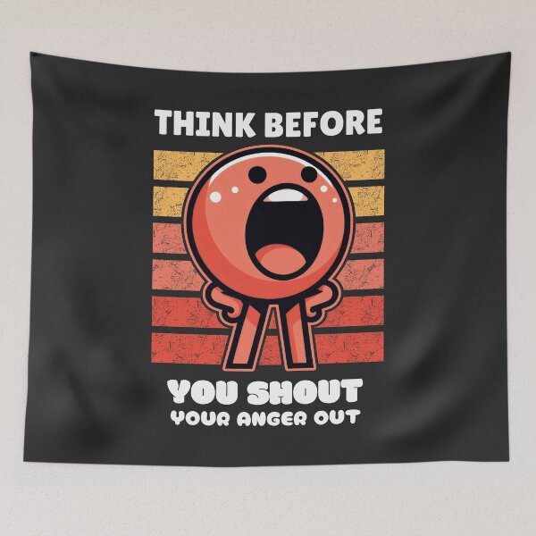 Item preview, Think Before You Shout Your Anger Out: A Shouting Character in Red and Orange designed and sold by SplashTastic.