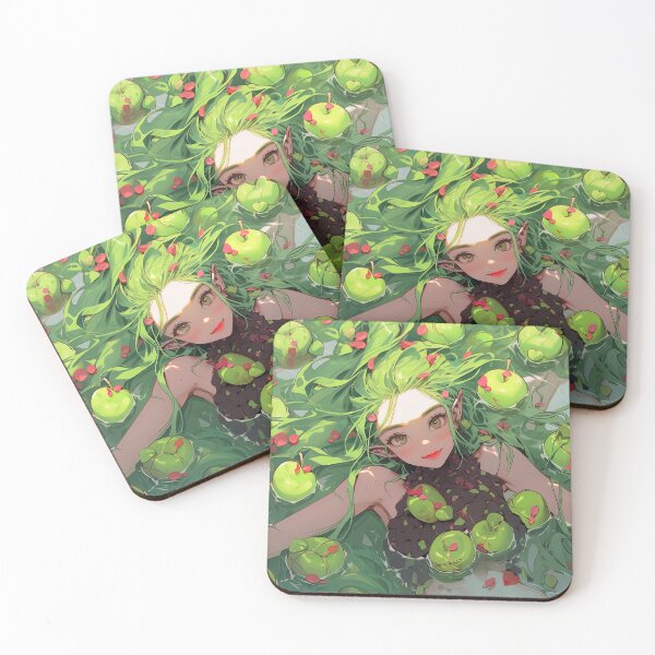 Item preview, Green Fantasy Elf Anime Girl designed and sold by bubblegoth.